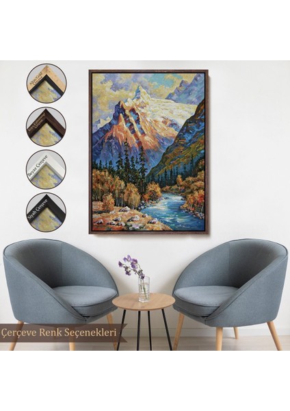 Siyah Çerçeveli Soçhi Nehri Rusya Yağlıboya Görünüm Dekoratif Kanvas Duvar Tablosu