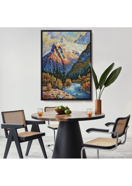 Siyah Çerçeveli Soçhi Nehri Rusya Yağlıboya Görünüm Dekoratif Kanvas Duvar Tablosu