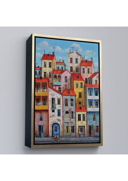 Altın Çerçeveli Eski Gürcistan Tiflis Şehir Manzara Tablosu