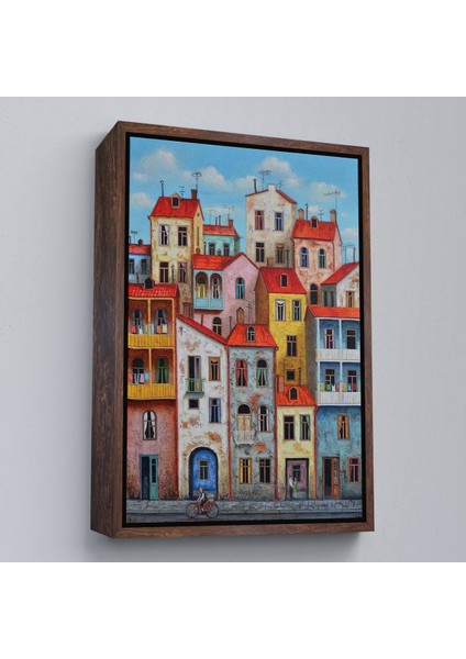 Altın Çerçeveli Eski Gürcistan Tiflis Şehir Manzara Tablosu fırsatları