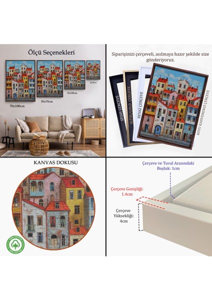 Altın Çerçeveli Eski Gürcistan Tiflis Şehir Manzara Tablosu indirimleri