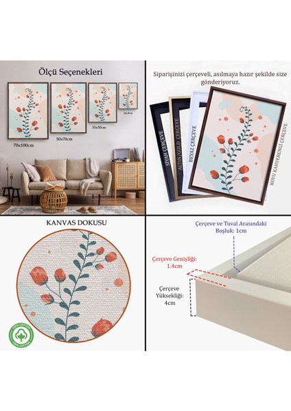 Siyah Çerçeveli Renkli Çiçek Tablosu indirimleri