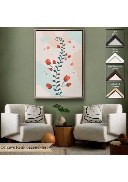 Siyah Çerçeveli Renkli Çiçek Tablosu