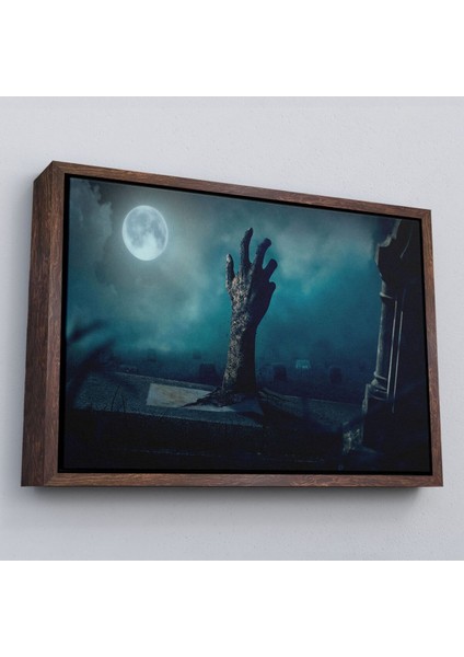 Çerçeveli Mezarlık Dirilmiş El Cadılar Bayramı Mezardan Çıkan El Dekoratif Duvar TABLOSU-5204 fiyatları