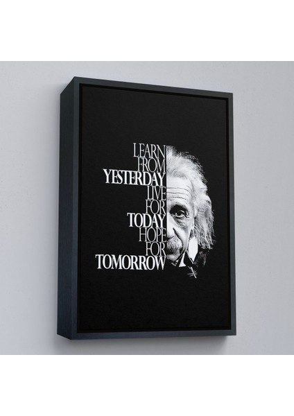 Beyaz Çerçeveli Dünden Öğrenin Bugünü Yaşayın Yarını Umut Edin Kanvas Tablo, Albert Einstein fırsatları