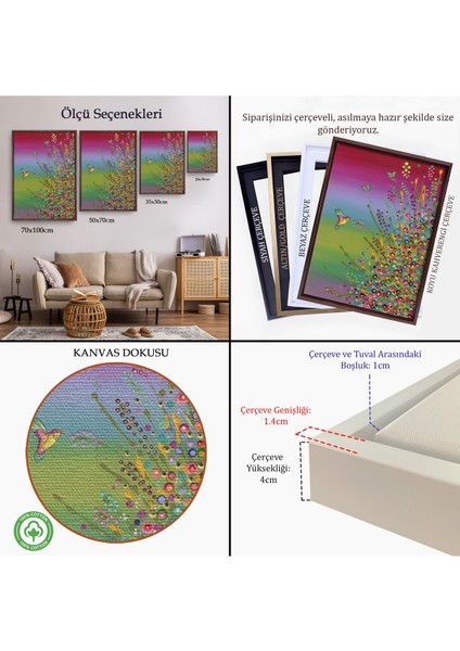 Beyaz Çerçeveli Gizli Bahçe Dekoatif Duvar Tablosu indirimleri