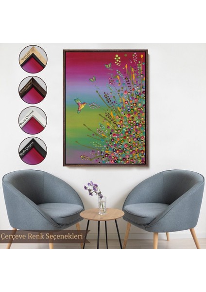 Beyaz Çerçeveli Gizli Bahçe Dekoatif Duvar Tablosu