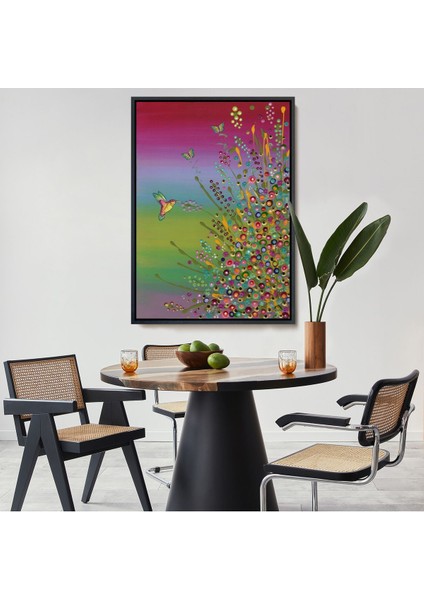 Beyaz Çerçeveli Gizli Bahçe Dekoatif Duvar Tablosu