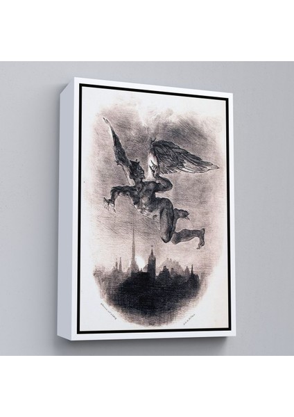 Beyaz Çerçeveli Goethe'nin Faust'undan Mephistopheles'in Gökyüzündeki Önsözü Kanvas Tablo