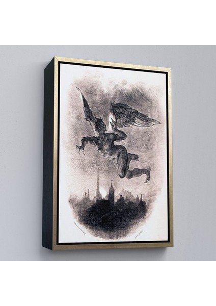 Beyaz Çerçeveli Goethe'nin Faust'undan Mephistopheles'in Gökyüzündeki Önsözü Kanvas Tablo modelleri
