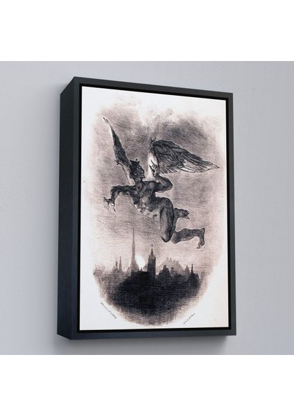 Beyaz Çerçeveli Goethe'nin Faust'undan Mephistopheles'in Gökyüzündeki Önsözü Kanvas Tablo fırsatları