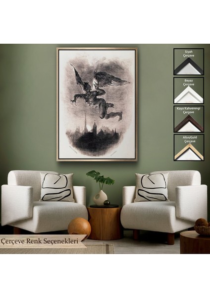 Beyaz Çerçeveli Goethe'nin Faust'undan Mephistopheles'in Gökyüzündeki Önsözü Kanvas Tablo