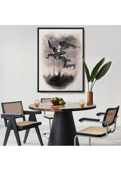 Beyaz Çerçeveli Goethe'nin Faust'undan Mephistopheles'in Gökyüzündeki Önsözü Kanvas Tablo