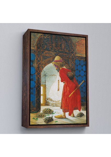 Siyah Çerçeveli Osman Hamdi Bey'in Kaplunbağa Terbiyecisi Isimli Eseri Kanvas Tablo modelleri