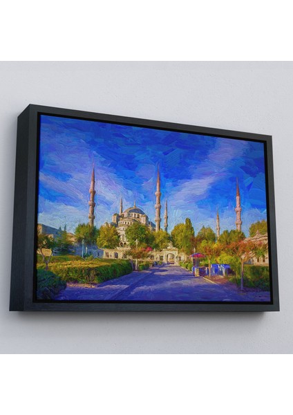 Altın Çerçeveli Sultan Ahmet Camii Yağlıboya Görünüm Kanvas Tablo fiyatları
