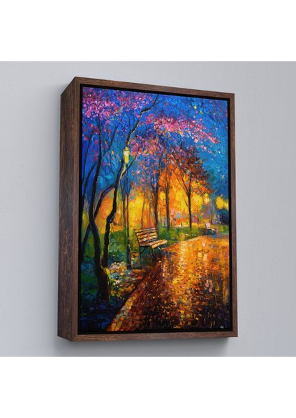 Beyaz Çerçeveli Moskova Parkta Gece Manzarası Kanvas Tablo fiyatları