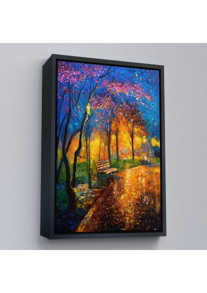 Beyaz Çerçeveli Moskova Parkta Gece Manzarası Kanvas Tablo fırsatları