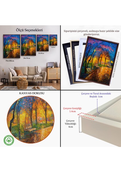 Beyaz Çerçeveli Moskova Parkta Gece Manzarası Kanvas Tablo indirimleri