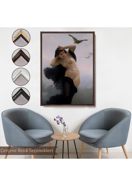 Siyah Çerçeveli William-Adolphe Bouguereau The Night Duvar Tablosu