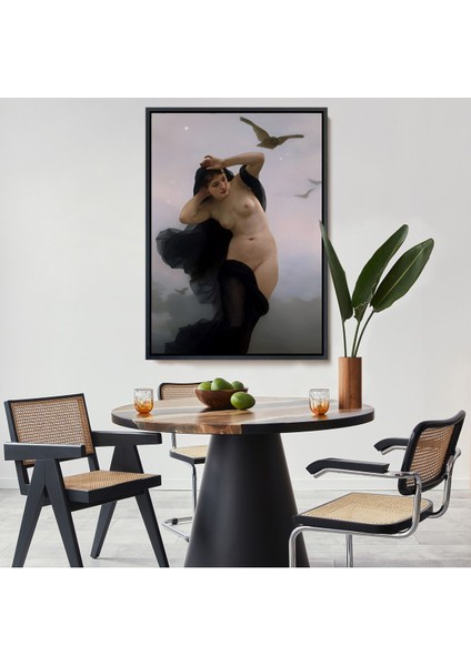 Siyah Çerçeveli William-Adolphe Bouguereau The Night Duvar Tablosu