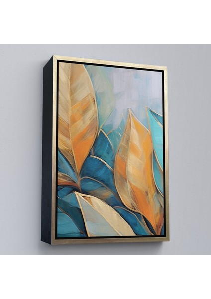 Altın Çerçeveli Renkli Yaprak Tablosu