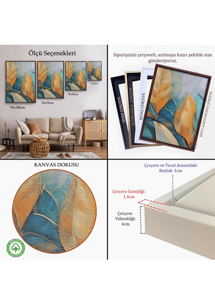 Altın Çerçeveli Renkli Yaprak Tablosu indirimleri