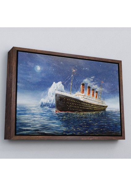 Kahverengi Çerçeveli Titanik Gece Manzarası Duvar Tablosu