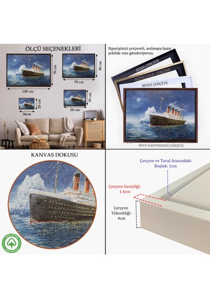 Kahverengi Çerçeveli Titanik Gece Manzarası Duvar Tablosu indirimleri
