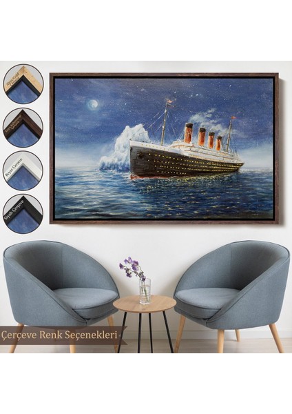 Kahverengi Çerçeveli Titanik Gece Manzarası Duvar Tablosu