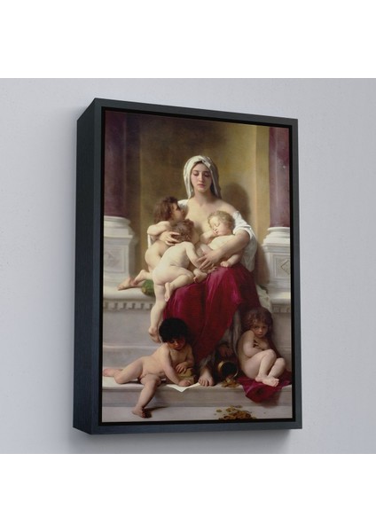 Siyah Çerçeveli Yetiştirme Yurdundaki Kadın ve Çocuklar Duvar Tablosu William-Adolphe Bouguereau