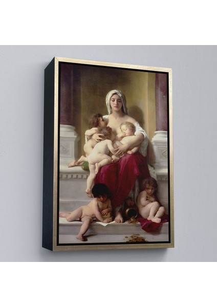 Siyah Çerçeveli Yetiştirme Yurdundaki Kadın ve Çocuklar Duvar Tablosu William-Adolphe Bouguereau fırsatları
