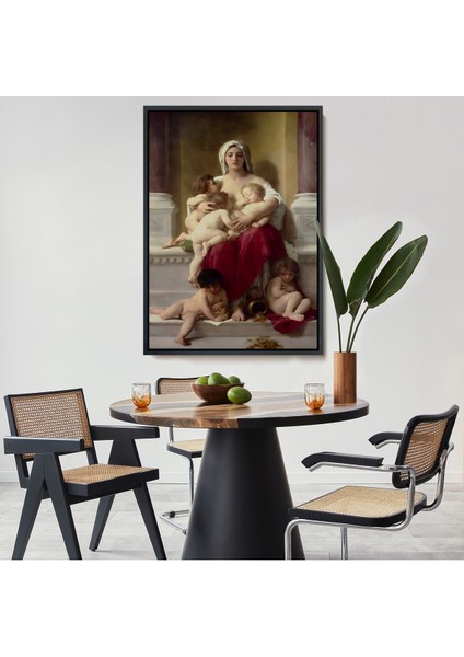 Siyah Çerçeveli Yetiştirme Yurdundaki Kadın ve Çocuklar Duvar Tablosu William-Adolphe Bouguereau