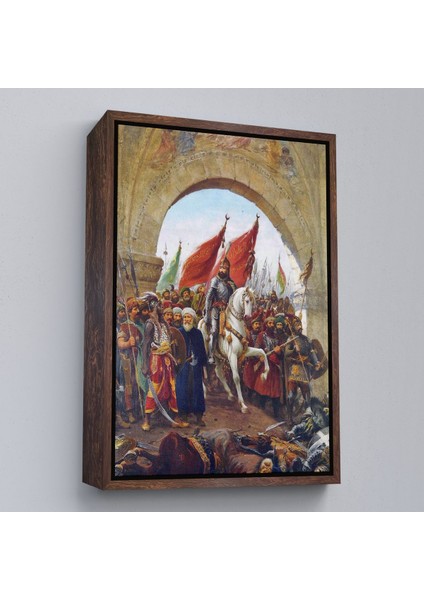 Siyah Çerçeveli Fausto Zonaro Fatih Sultan Mehmet Istanbul'a Girerken Kanvas Tablo modelleri