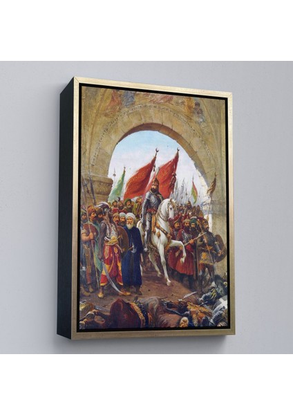 Siyah Çerçeveli Fausto Zonaro Fatih Sultan Mehmet Istanbul'a Girerken Kanvas Tablo fırsatları