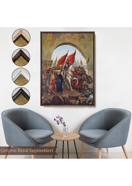 Siyah Çerçeveli Fausto Zonaro Fatih Sultan Mehmet Istanbul'a Girerken Kanvas Tablo