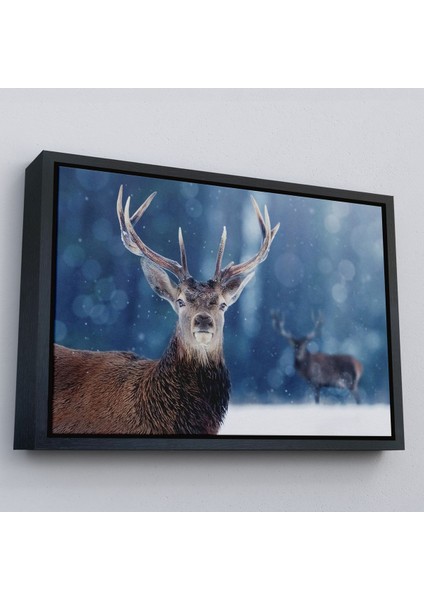 Beyaz Çerçeveli Geyik Dekoratif Kanvas Tablo fırsatları
