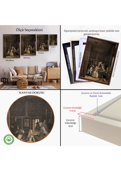 Altın Çerçeveli Las Meninas-Diego Velázquez Klasik Sanat Kanvas Tablo indirimleri