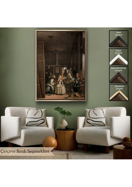 Altın Çerçeveli Las Meninas-Diego Velázquez Klasik Sanat Kanvas Tablo