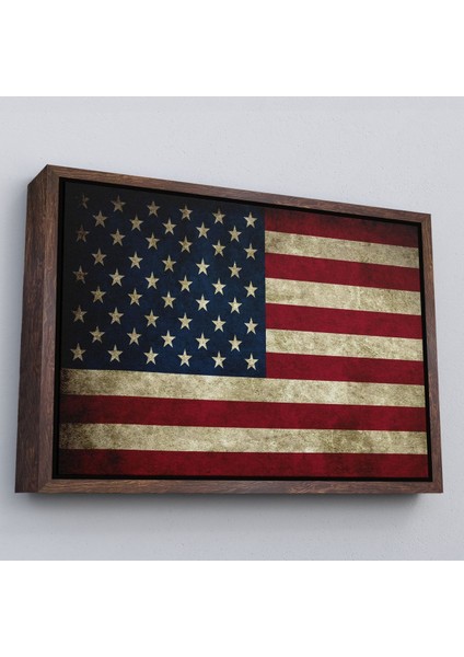 Altın Çerçeveli Amerika Birleşik Devletleri Bayrağı Rustik Kanvas Tablo fırsatları