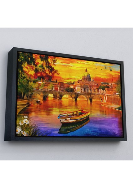 Altın Çerçeveli Italya'daki Aziz Petrus Katedrali ve Tiber Nehri Tablosu fiyatları