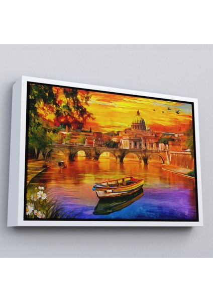 Altın Çerçeveli Italya'daki Aziz Petrus Katedrali ve Tiber Nehri Tablosu modelleri