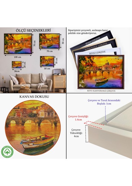 Altın Çerçeveli Italya'daki Aziz Petrus Katedrali ve Tiber Nehri Tablosu indirimleri