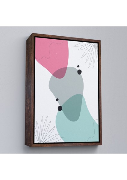 Kahverengi Çerçeveli Renkli Soyut Geometrik Şekiller Tablosu