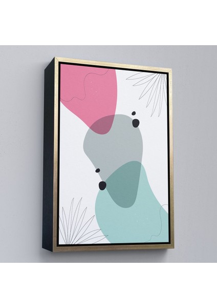 Kahverengi Çerçeveli Renkli Soyut Geometrik Şekiller Tablosu fiyatları