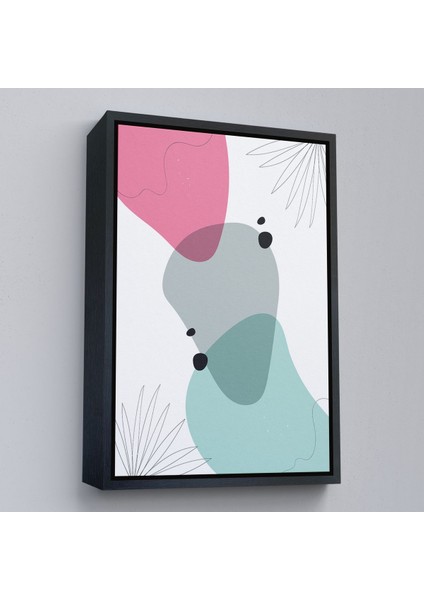 Kahverengi Çerçeveli Renkli Soyut Geometrik Şekiller Tablosu modelleri