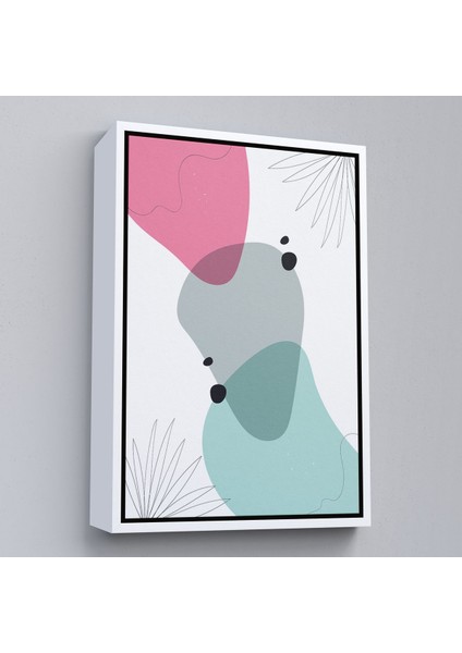 Kahverengi Çerçeveli Renkli Soyut Geometrik Şekiller Tablosu fırsatları