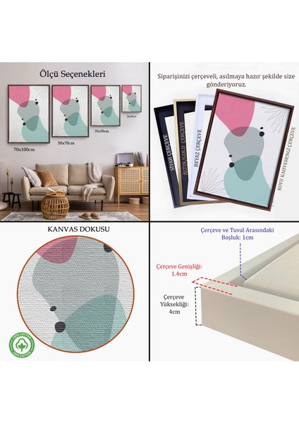 Kahverengi Çerçeveli Renkli Soyut Geometrik Şekiller Tablosu indirimleri