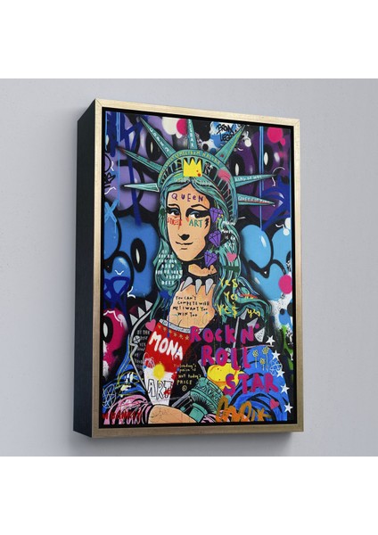 Beyaz Çerçeveli Mona Lisa Grafitti Pop Art Duvar Tablosu modelleri