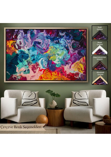 Kahverengi Çerçeveli Modern Tarz Yağlıboya Görünüm Dekoratif Kanvas Duvar Tablosu