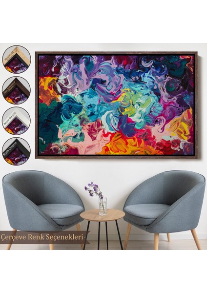 Kahverengi Çerçeveli Modern Tarz Yağlıboya Görünüm Dekoratif Kanvas Duvar Tablosu